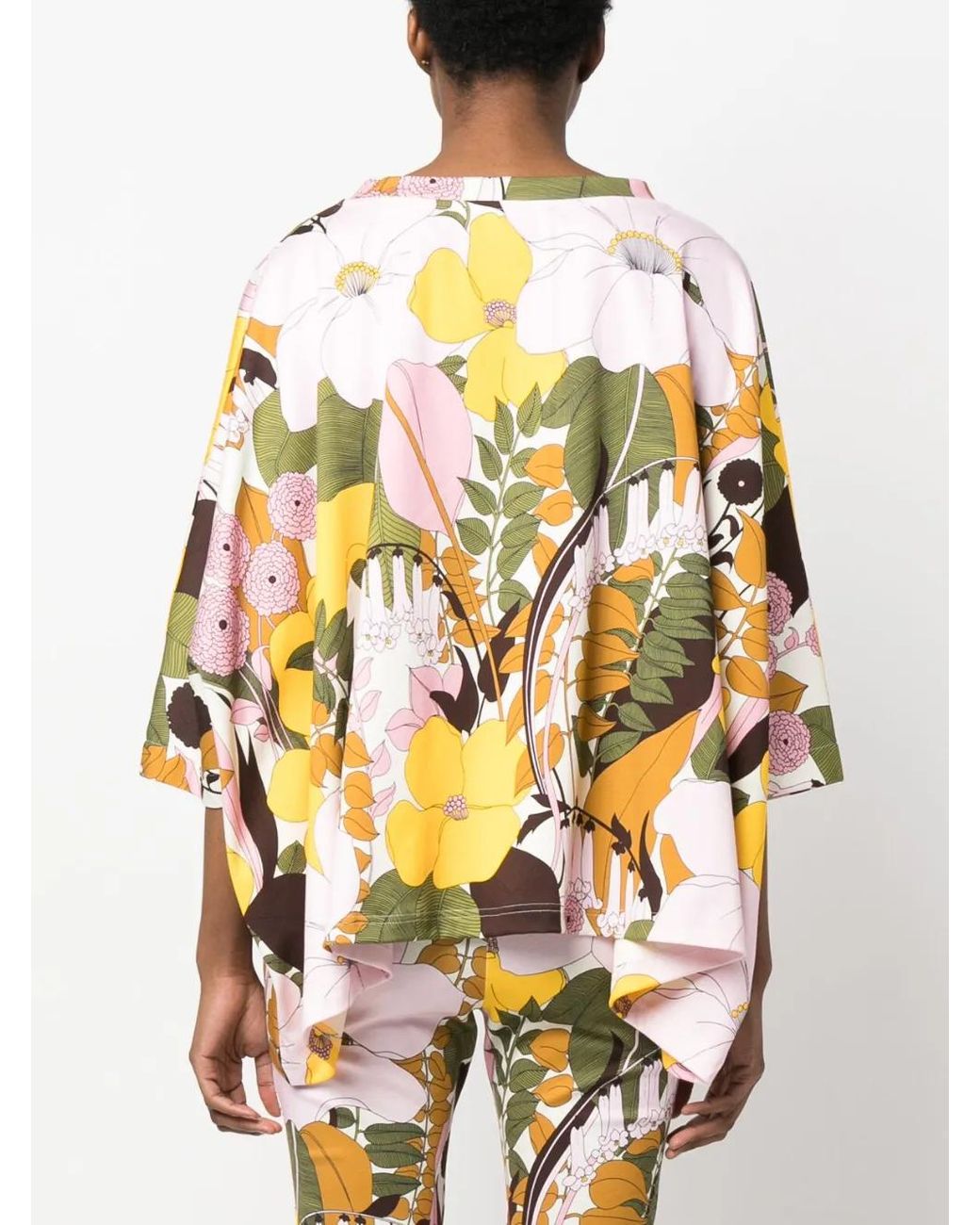 LaDoubleJ Yellow Meditation Floral-Print Kaftan