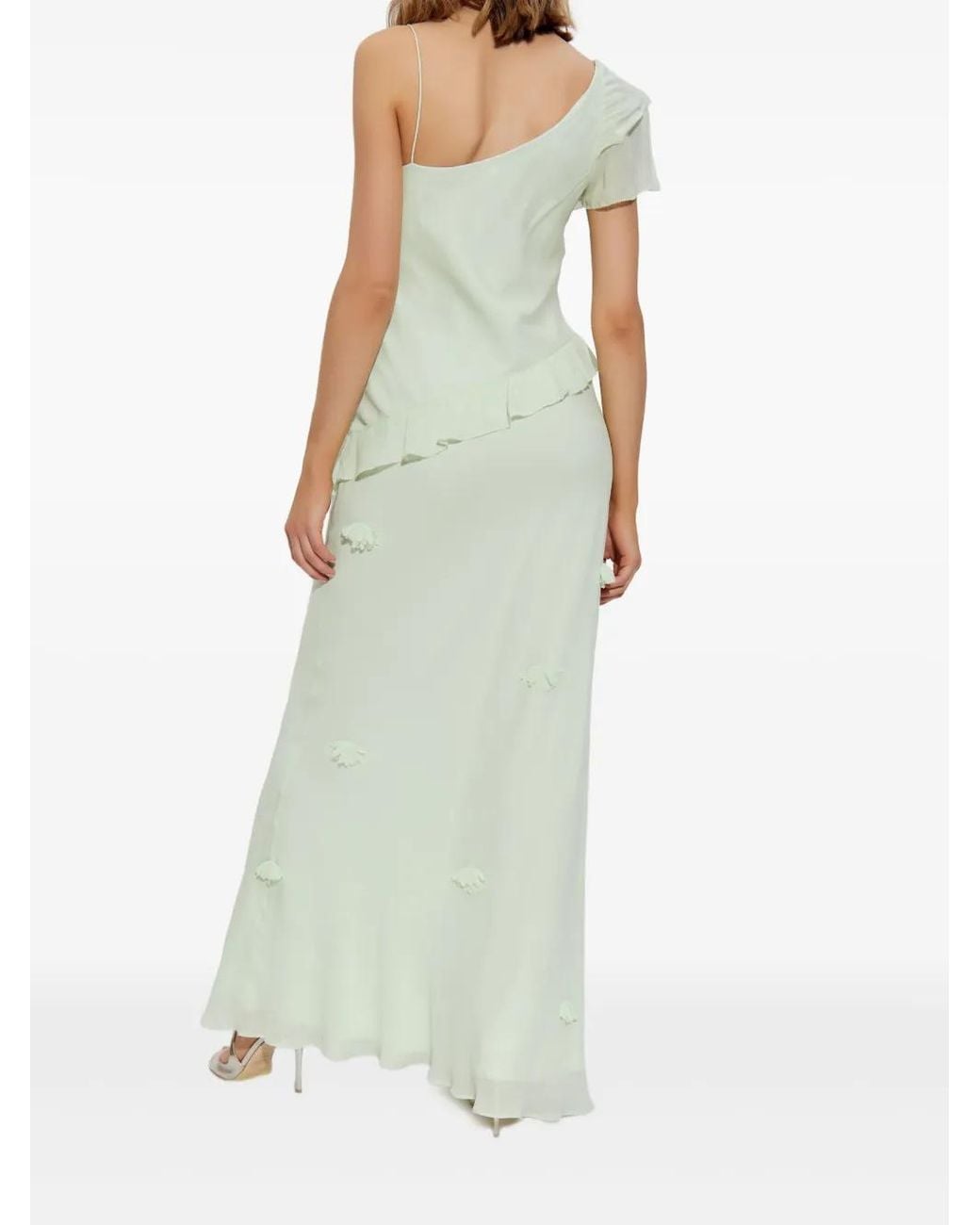Self-Portrait Green Floral-Appliqué Georgette Maxi Dress