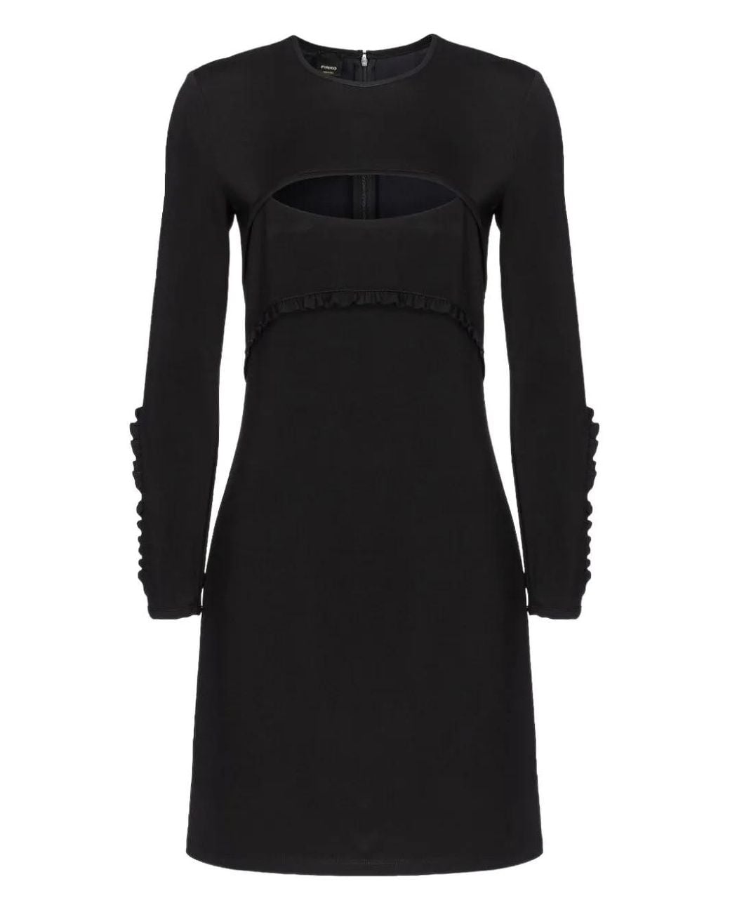 Pinko Black Cut-Out Ruffled Mini Dress