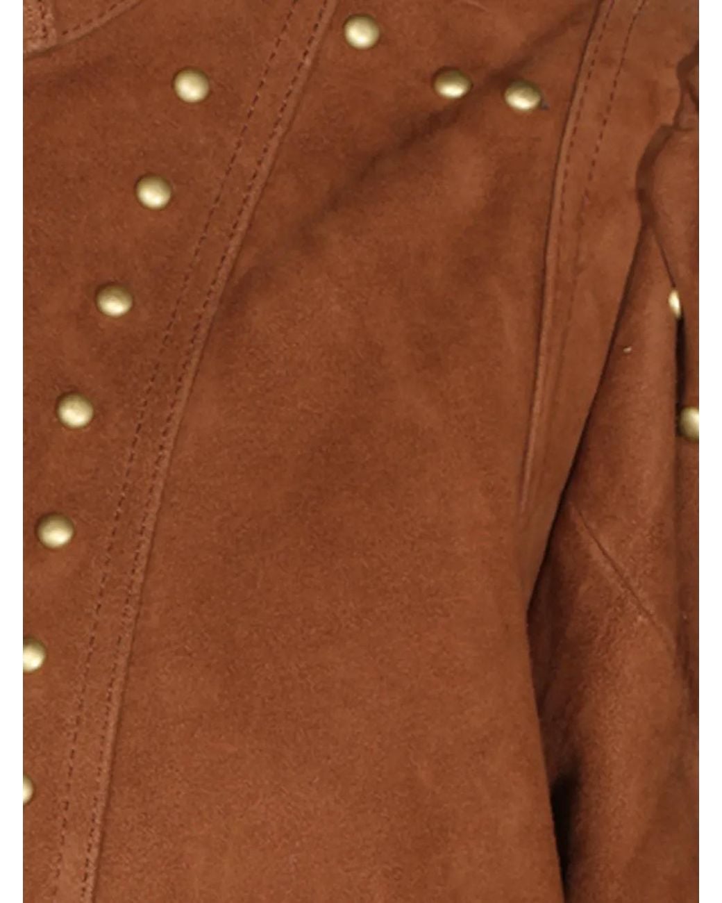 Farm Rio Brown Stud-Embellished Suede Jacket