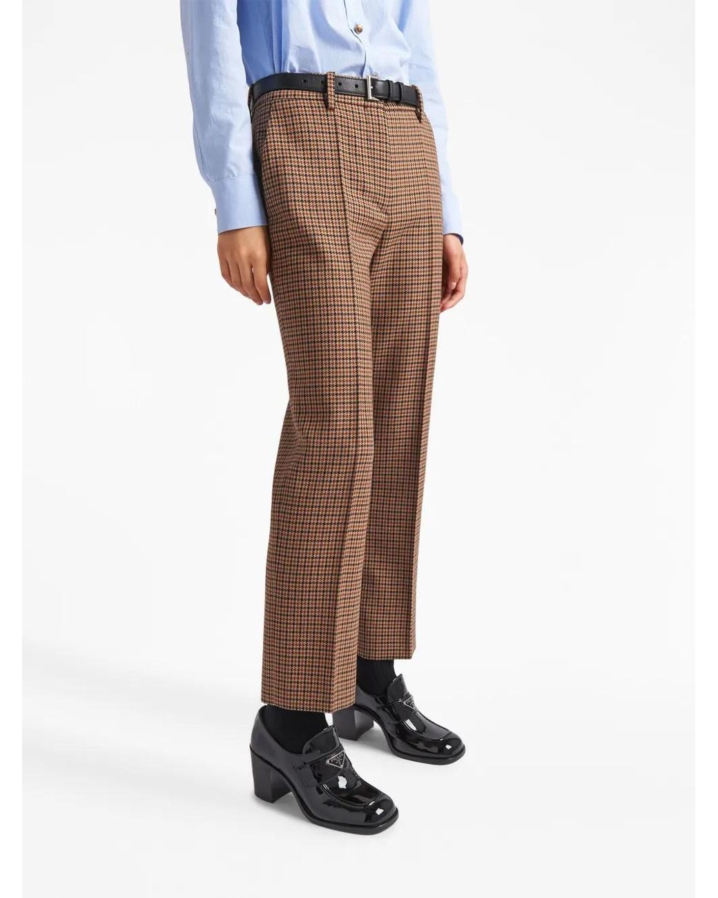 Prada Brown Houndstooth Check Pants