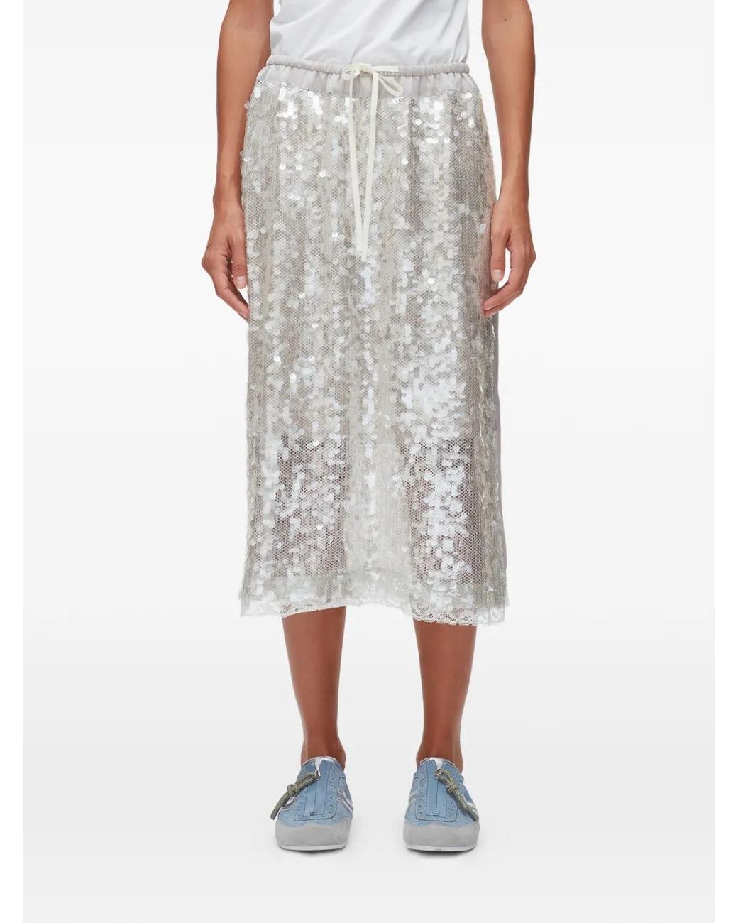 3.1 Phillip Lim White Sequined Midi Skirt