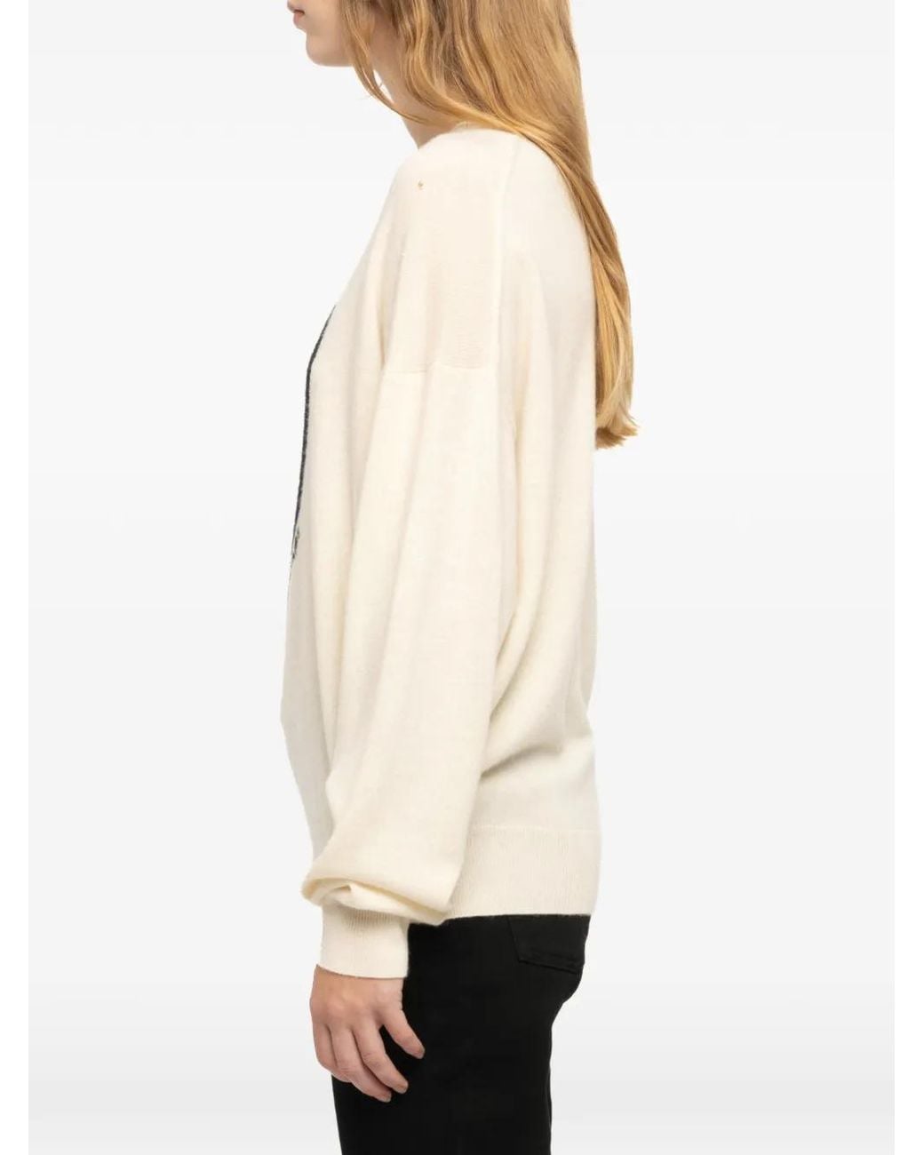 Zadig & Voltaire Black Pull Gaby En Maille Intarsia À Motif Cœur