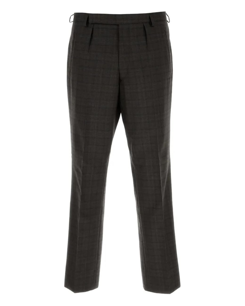 Prada Black Prince Of Wales Check Wool Pants for men