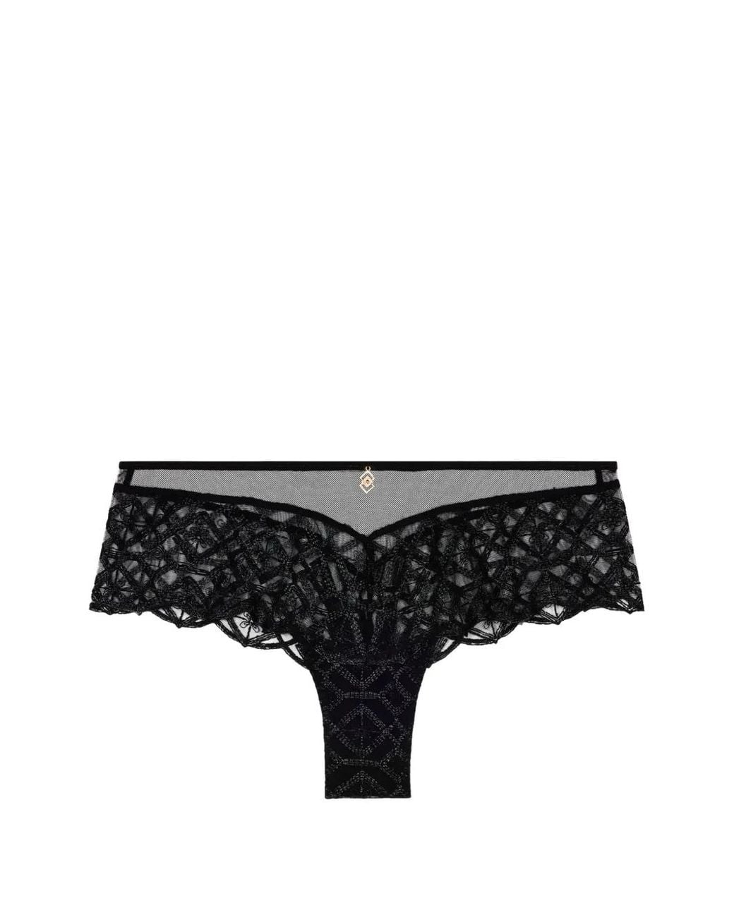 Aubade Black Sense Of Illusion Embroidered Mesh Briefs