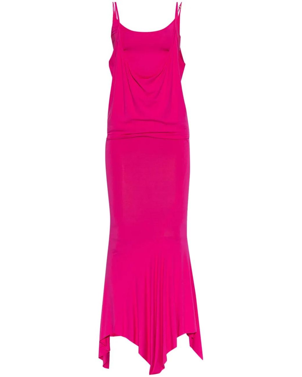 The Attico Pink Layered Mermaid-Silhouette Maxi Dress