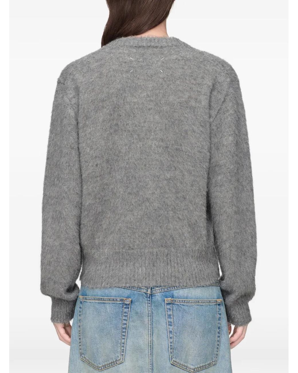 Maison Margiela Gray Flower Wool Sweater