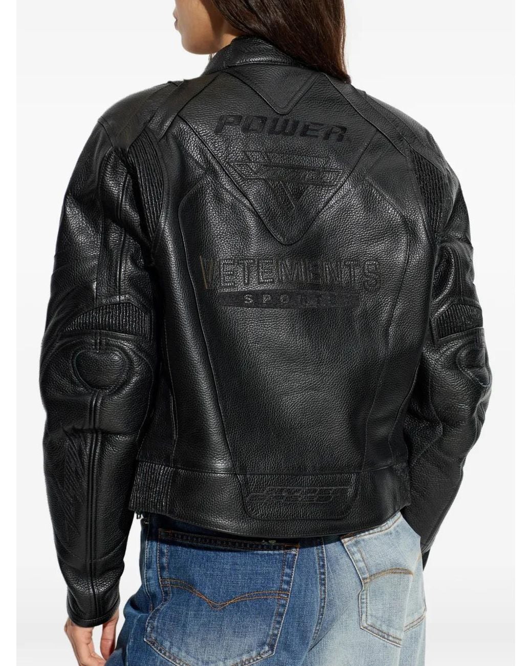 Chaqueta De Piel Con Motivo Vetements de color Black
