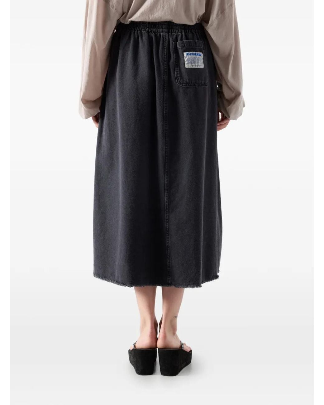 American Vintage Jazy Elastische Katoenen Midi-Rok Met A-Lijn in het Gray