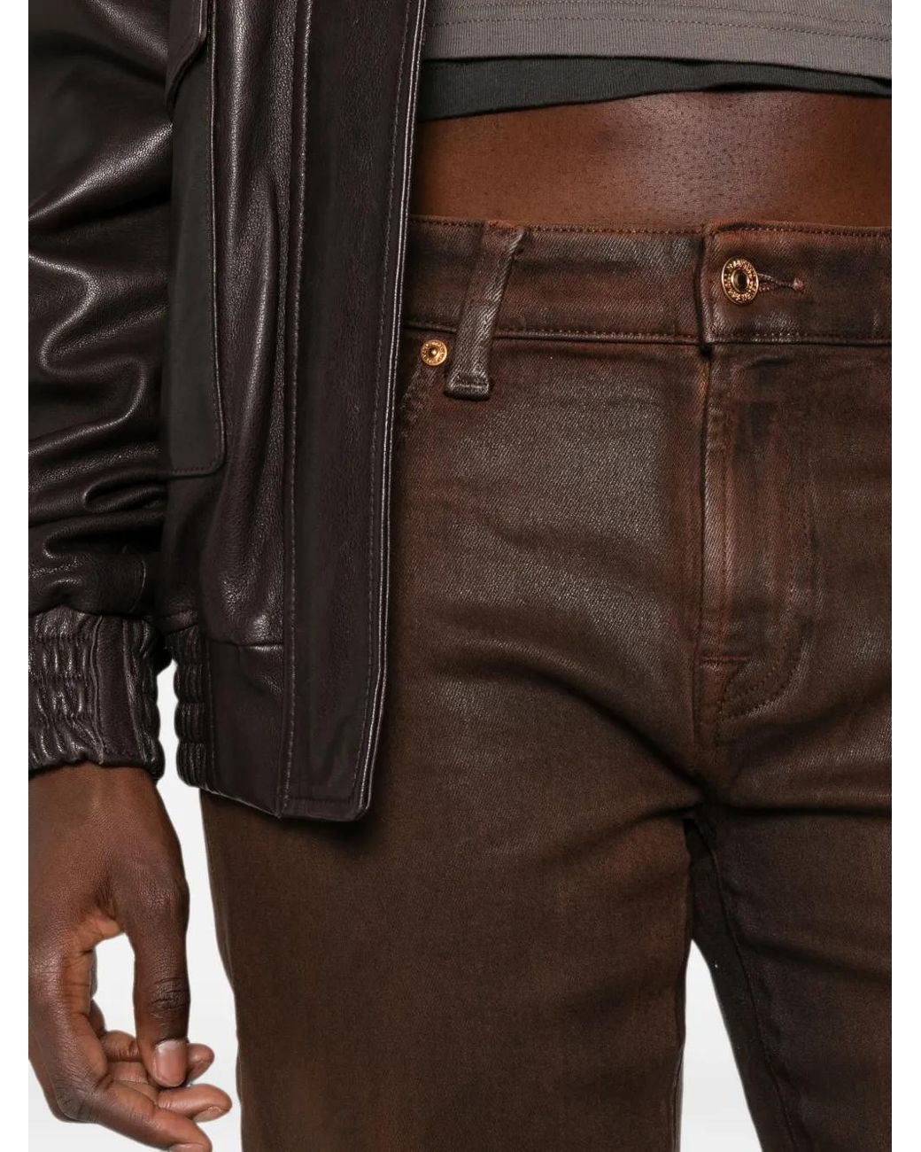 7 For All Mankind Brown Calie Straight-Leg Jeans