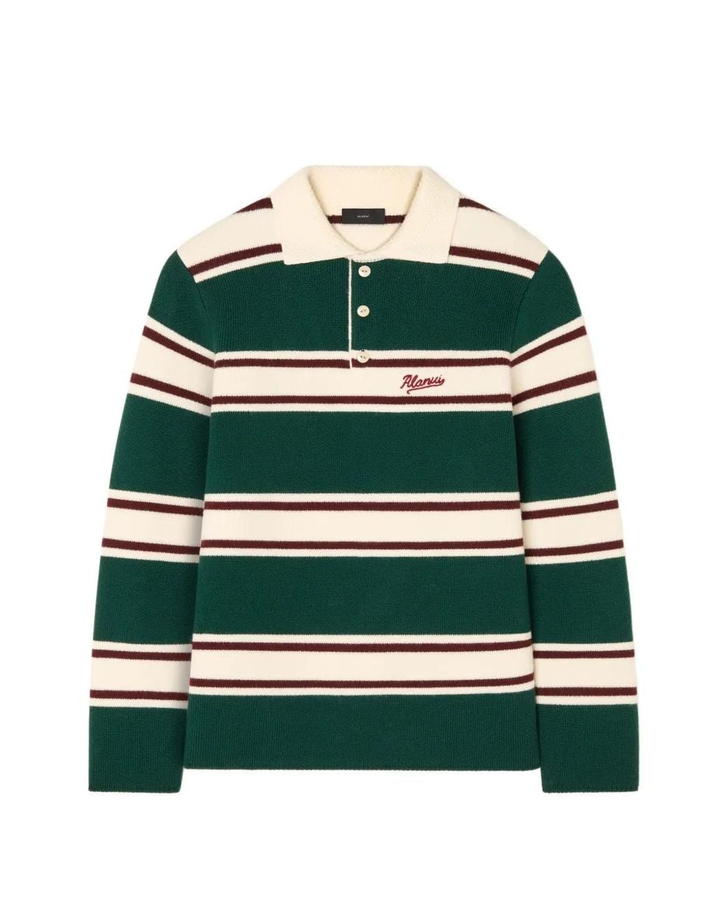 Alanui Green Striped Polo Shirt for men