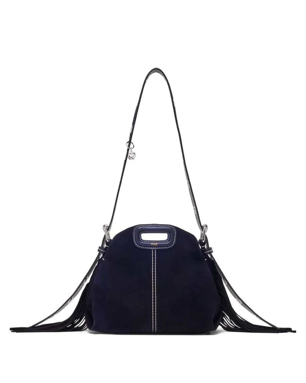 Maje Blue Topstitched Suede Mini Miss M Bag