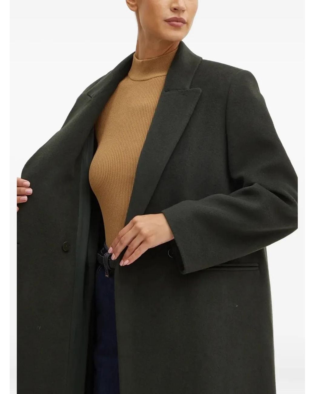 Liviana Conti Blue Double-Breasted Lapel Coat