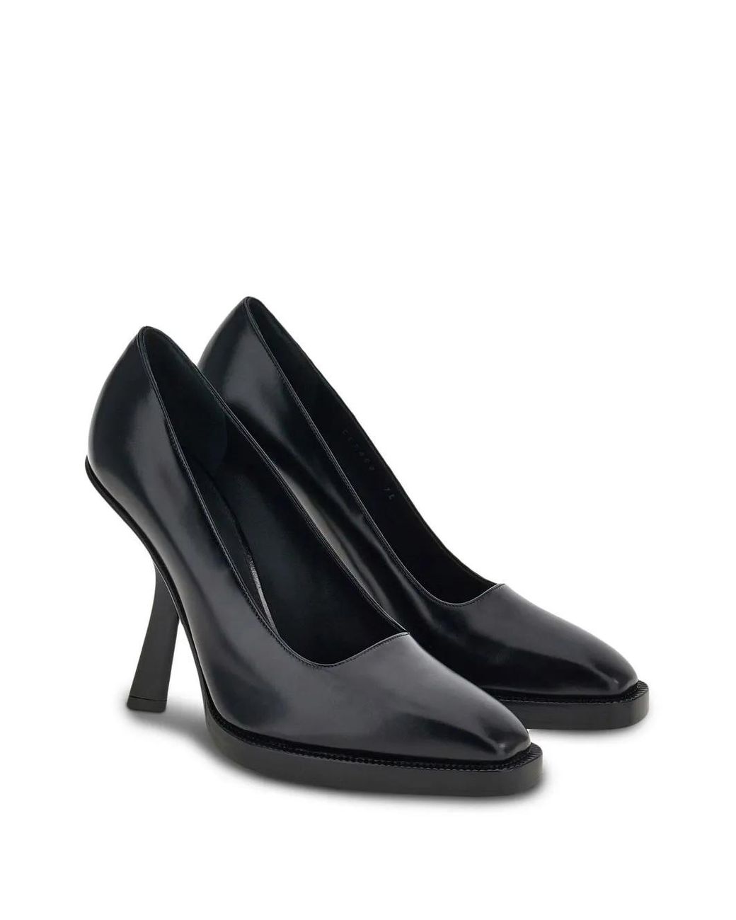 Ferragamo Black Plain Leather Pumps