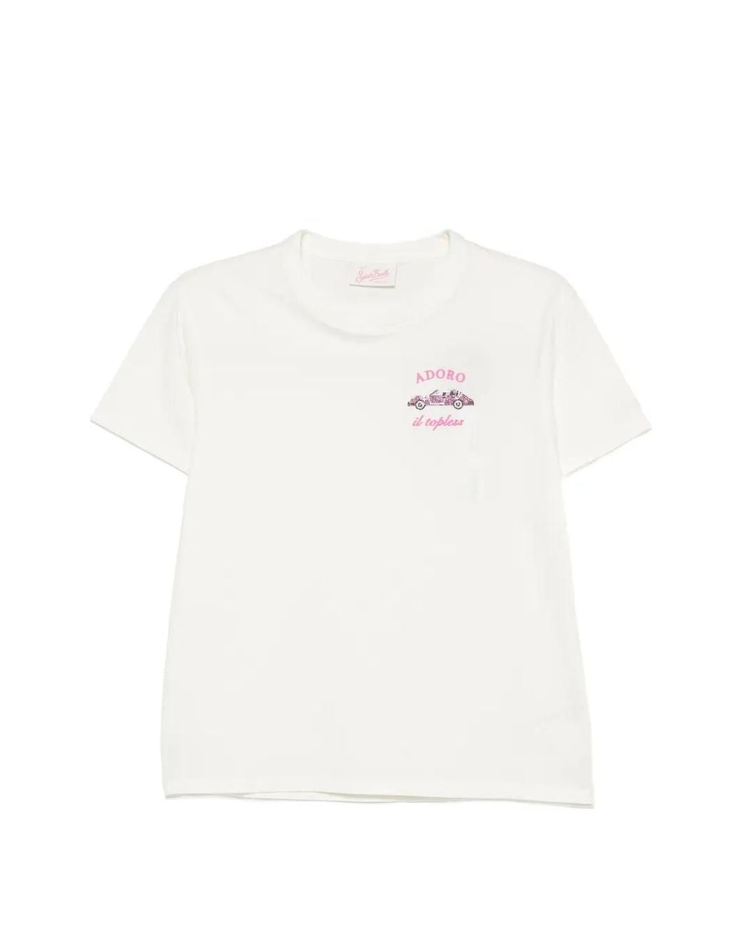 Mc2 Saint Barth White T-Shirt Orné De Cristaux À Imprimé Graphique Emilie