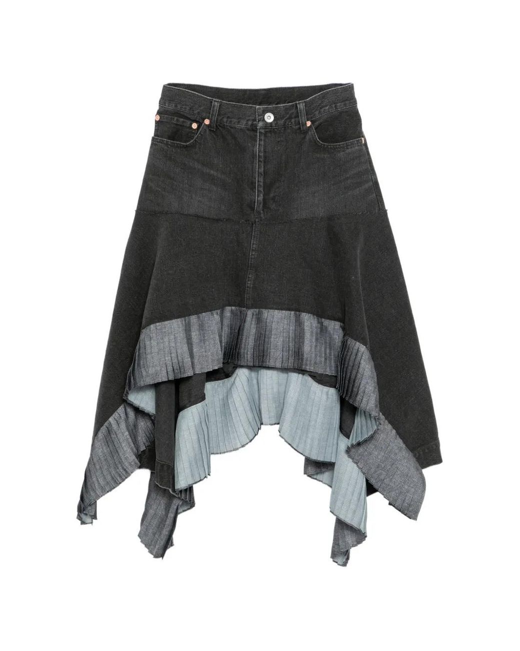 Sacai Black Denim Midi Skirt