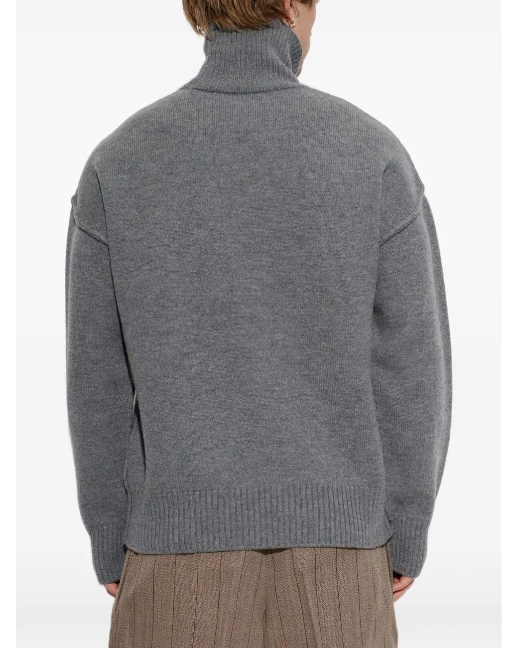 AMI Gray Ami De Coeur Turtleneck Sweater for men