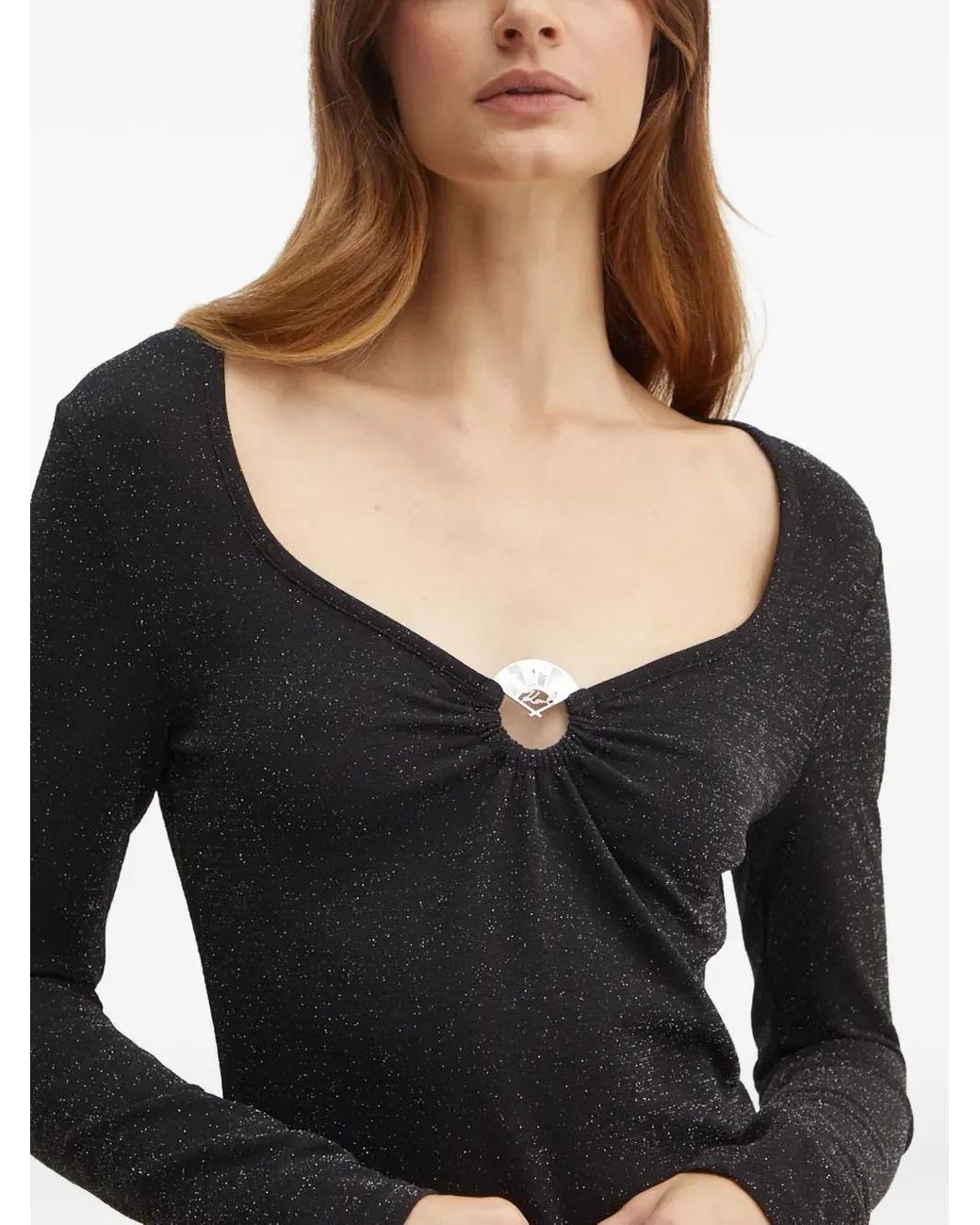 Top Con Detalle De Anilla Karl Lagerfeld de color Black