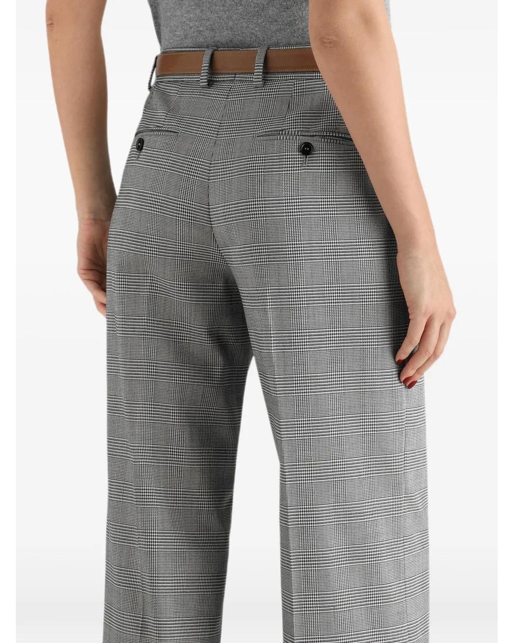 Dolce & Gabbana Gray Glen Plaid Wool Trousers