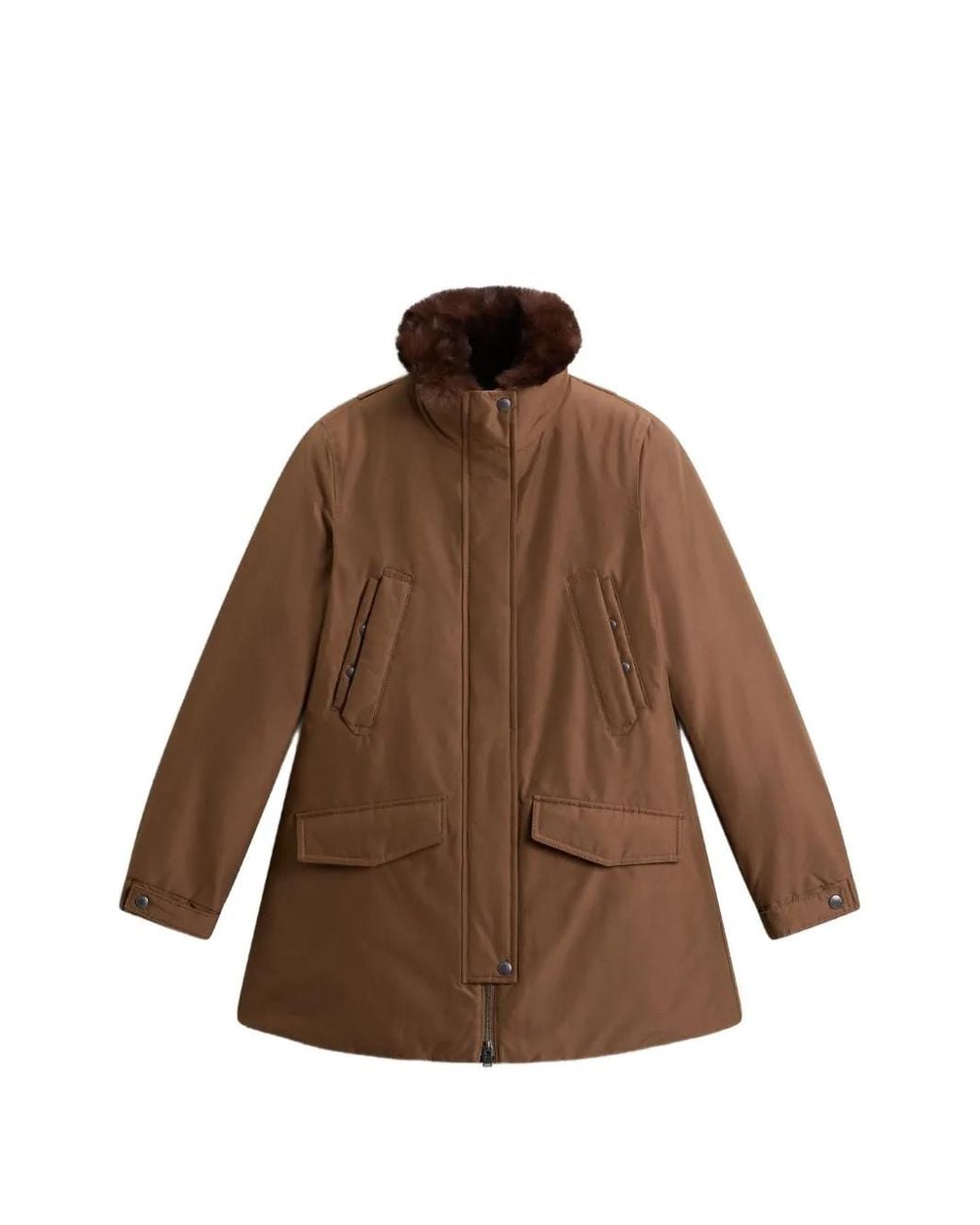 Woolrich Brown Erie Faux-Fur Trim Parka
