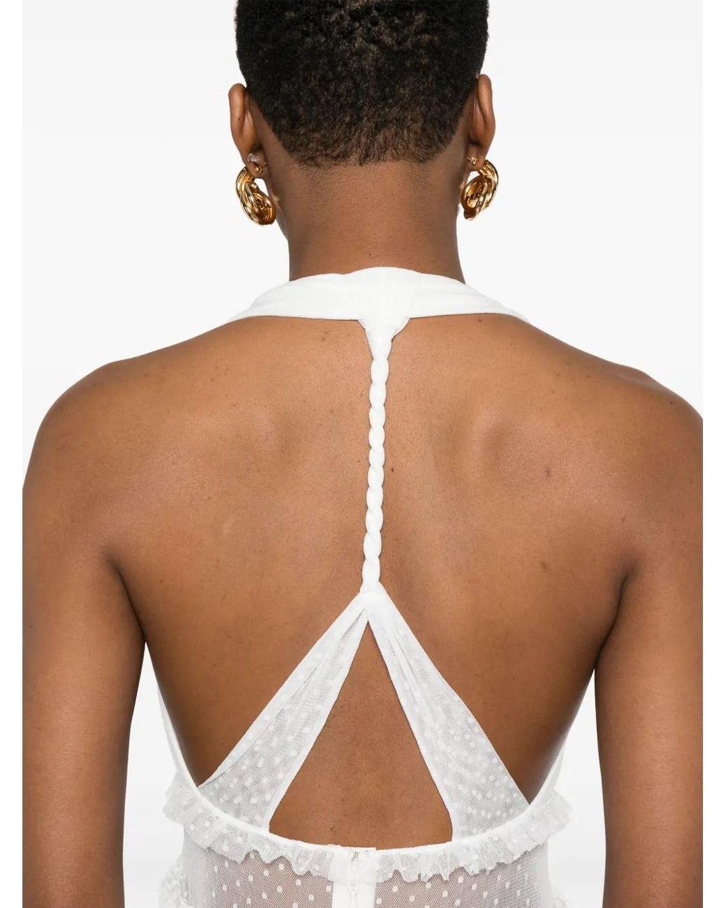 Nissa White Halterneck Silk Dress