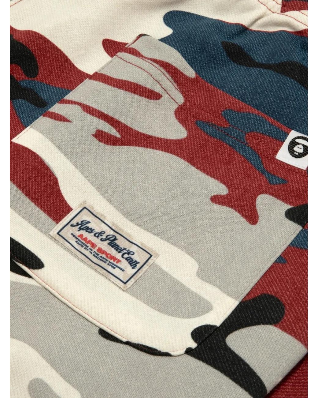 Aape By A Bathing Ape Red Camouflage-Print Shorts for men