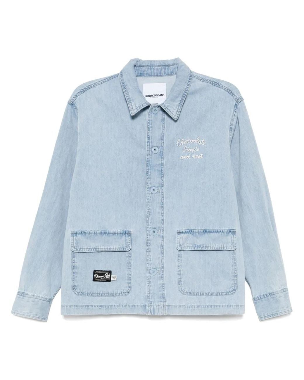 Chocoolate Blue Logo-Embroidered Shirt