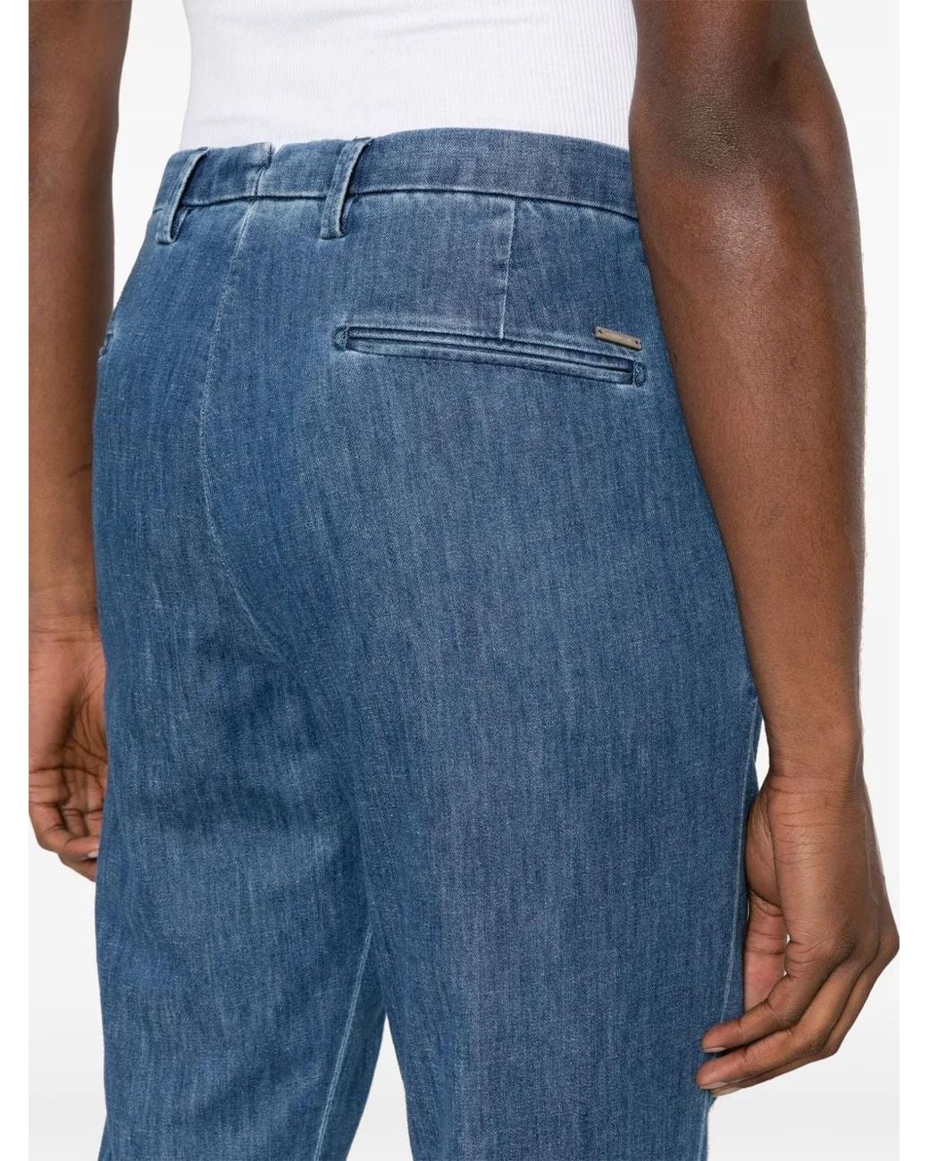 Corneliani Blue Mid-Rise Tapered Jeans for men