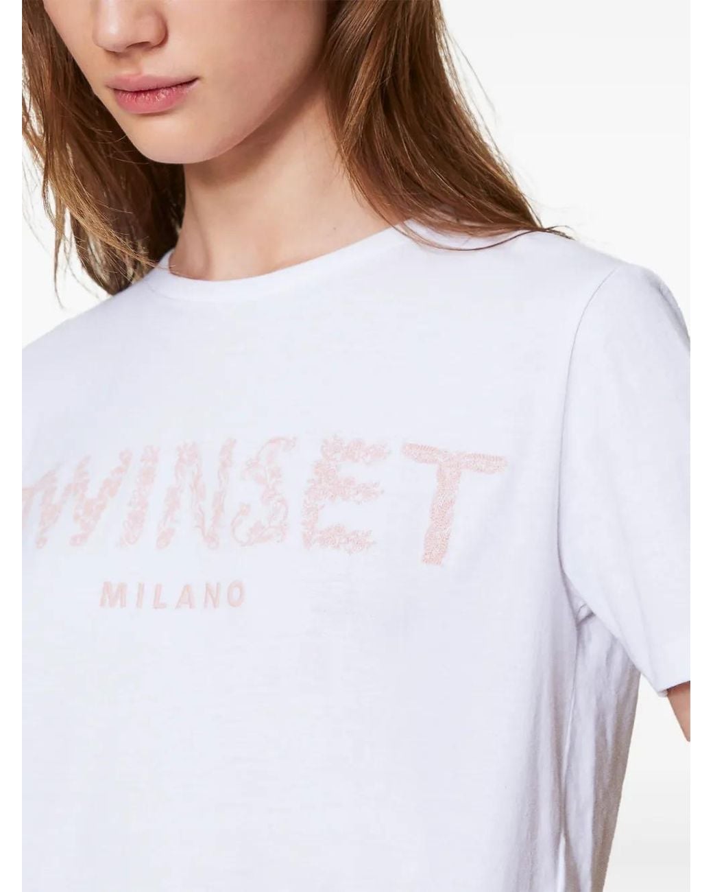 Twinset White Logo-Embroidered T-Shirt