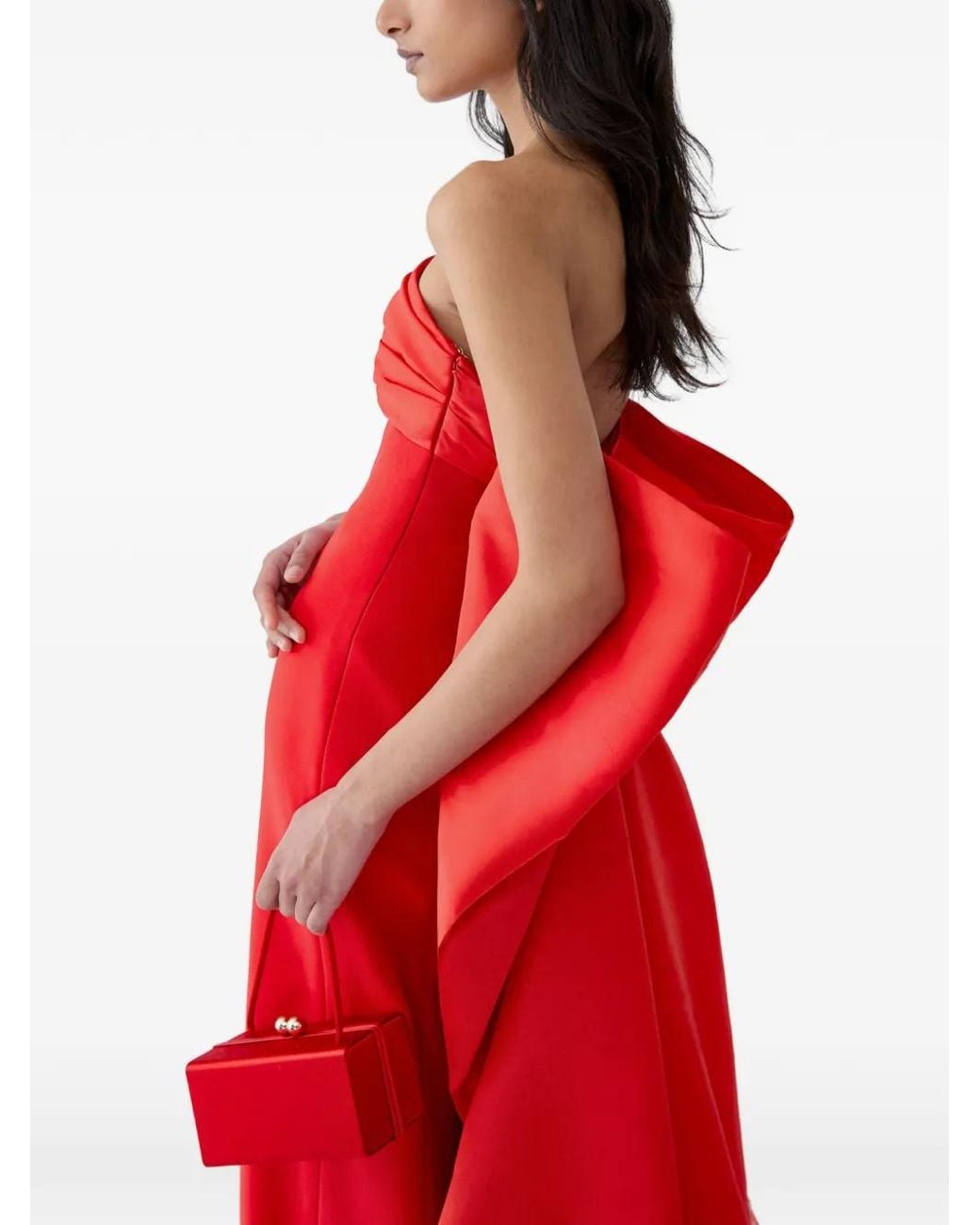 Carolina Herrera Red Bow-Train Column Gown