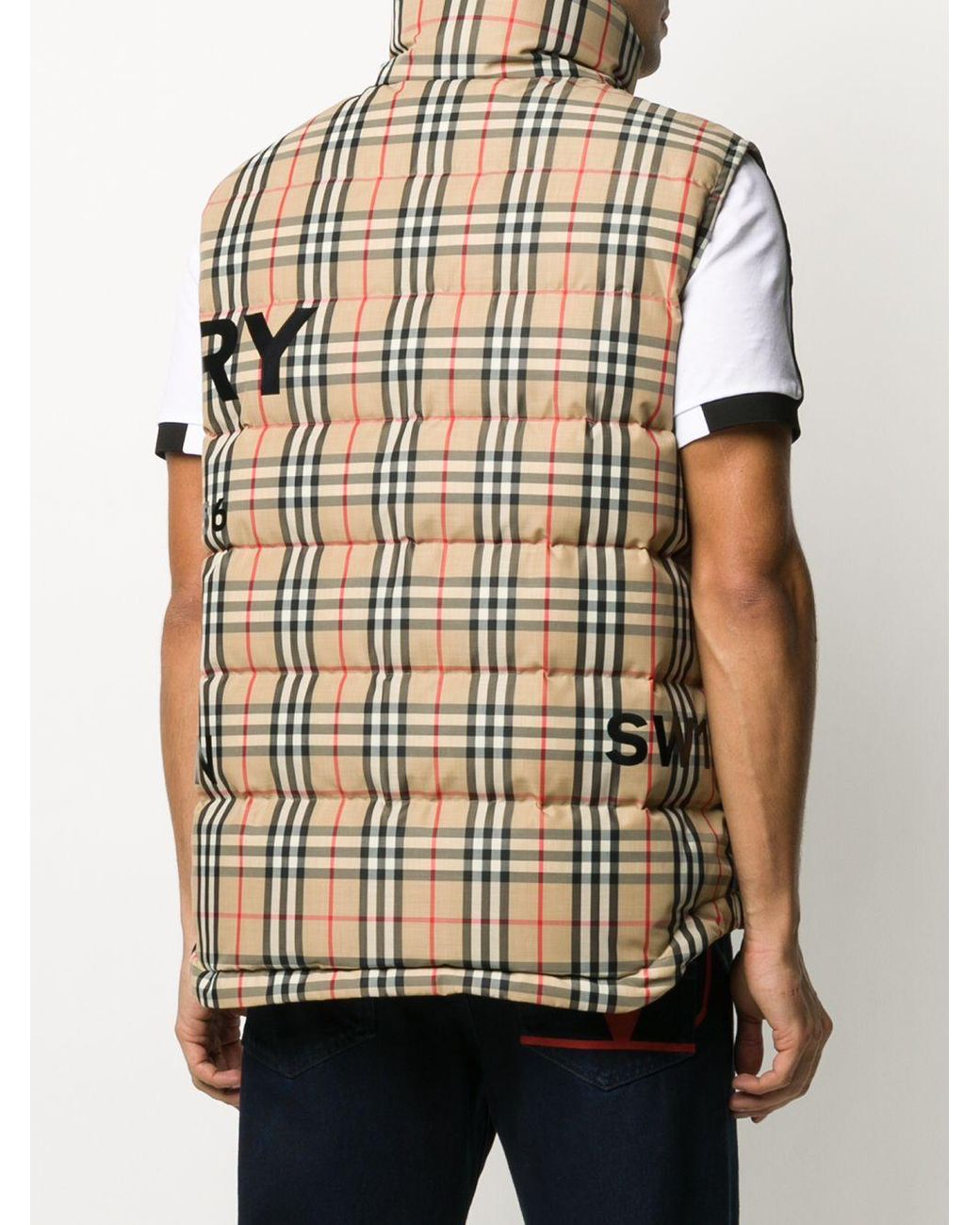Burberry Checked Logo Gilet for Men Lyst UK