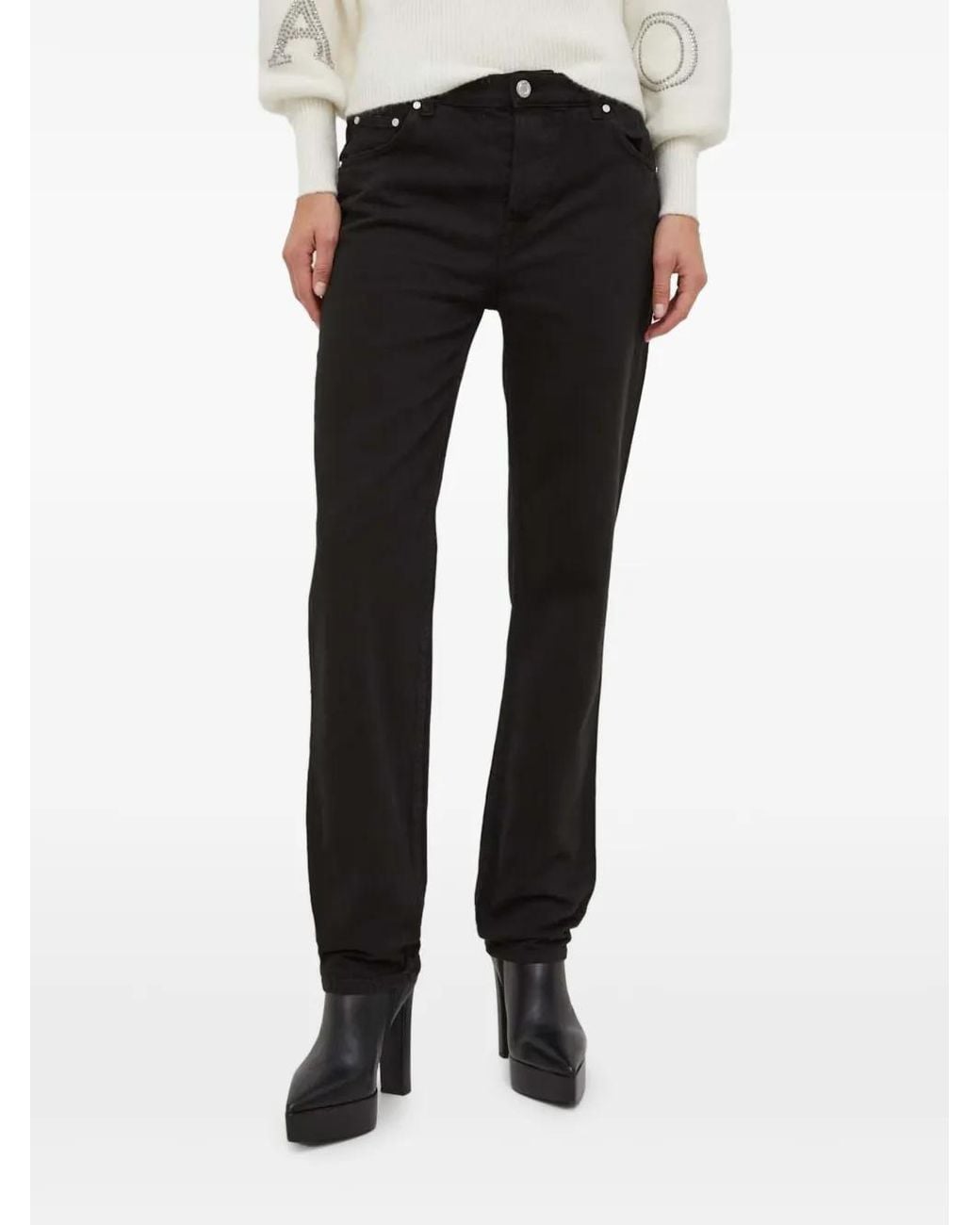 Trussardi Black Jean Droit À Patch Logo