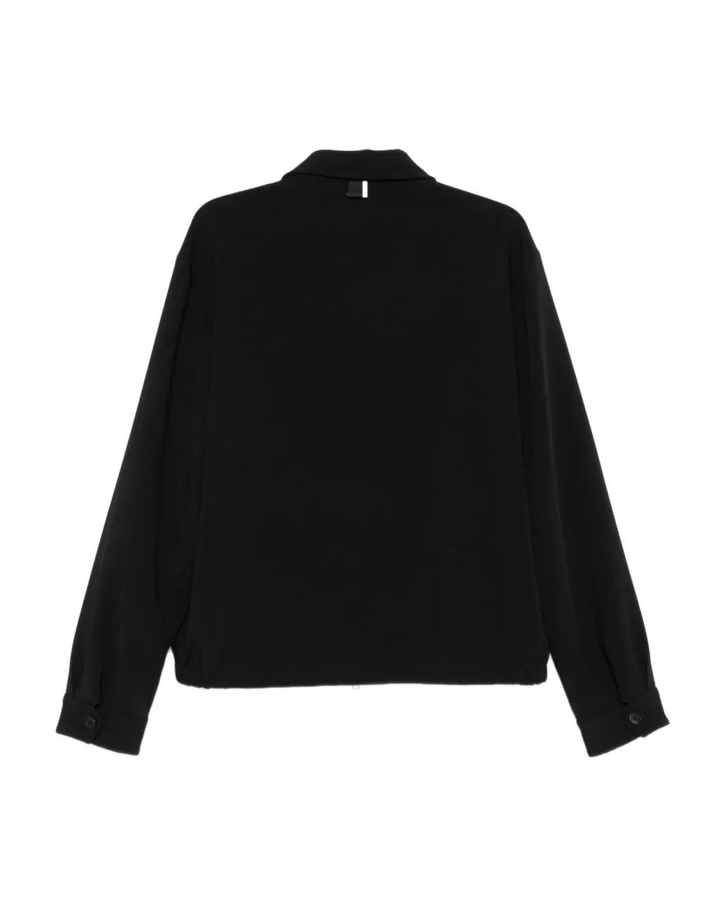 Low Brand Black Zip-Front Collared Shirt Jacket for men