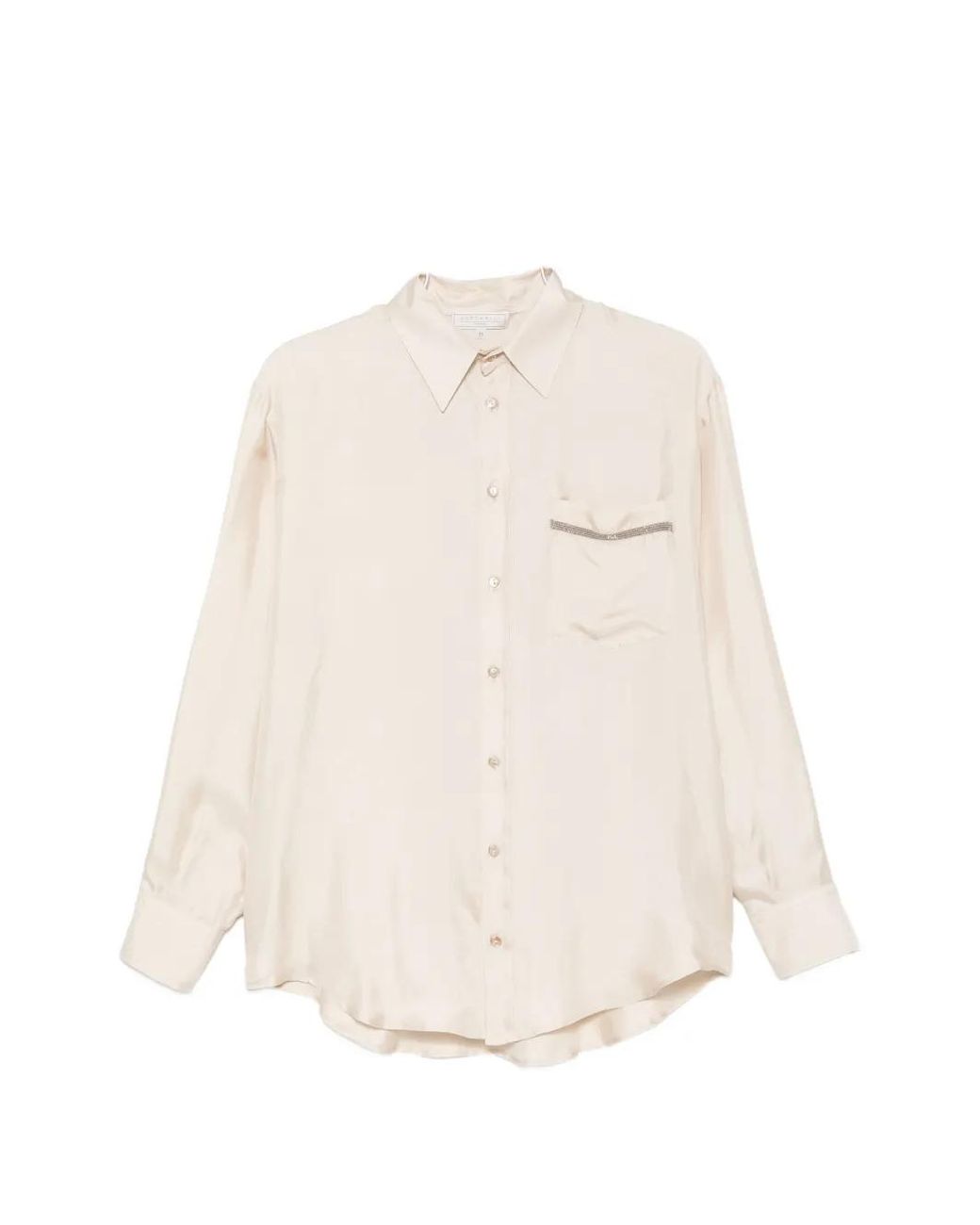 Antonelli White Beaded-Trim Pocket Shirt