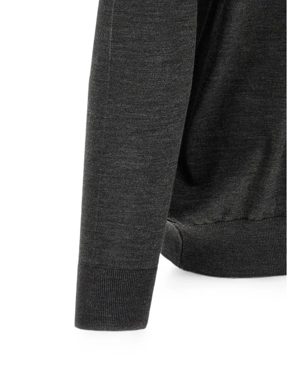 Kiton Gray Half-Zip Wool Polo Shirt for men