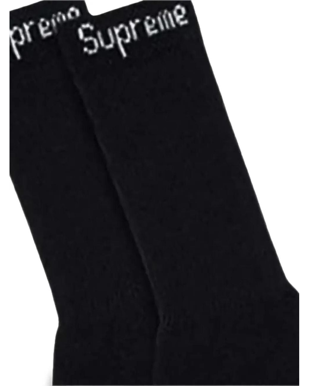 Supreme Black Logo-Print Crew Socks for men