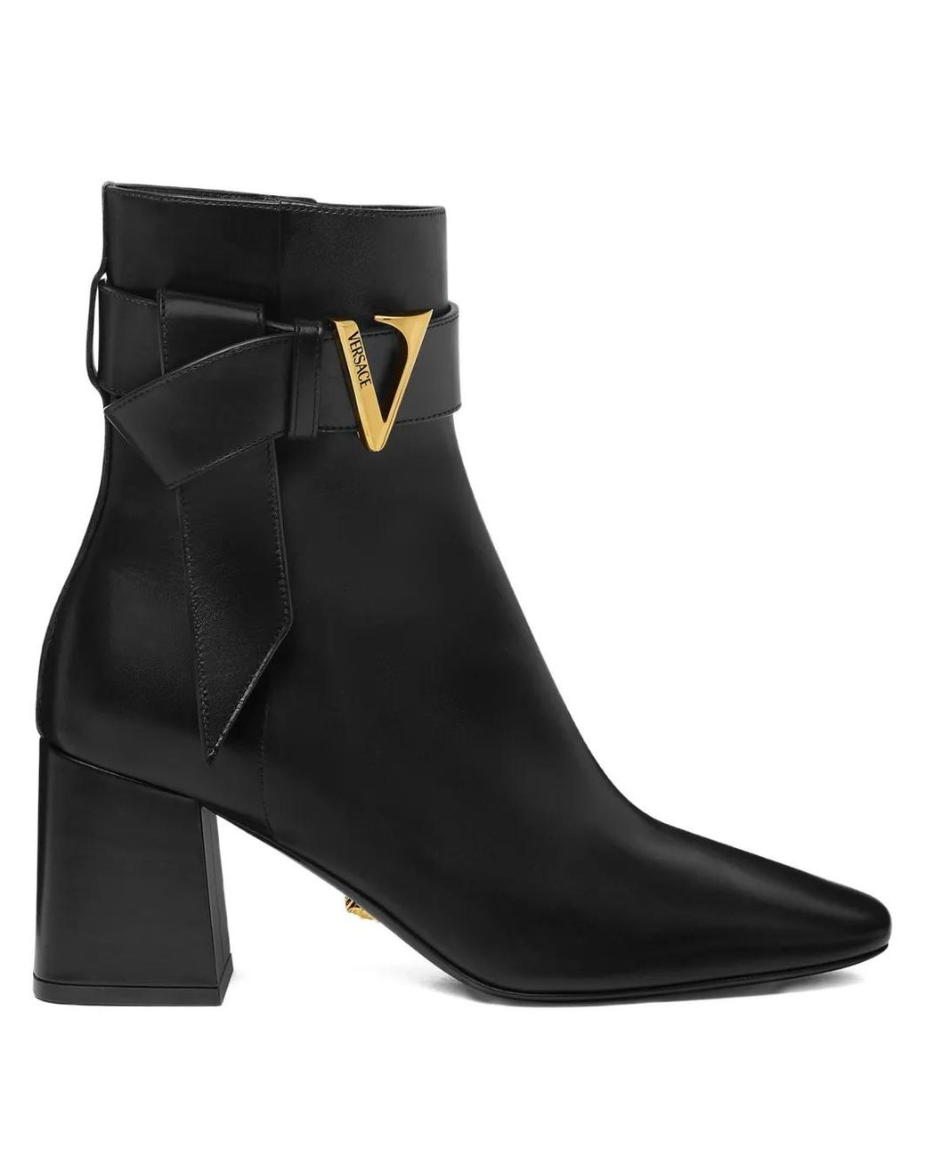 Versace Black V Leather Boots 70 Mm