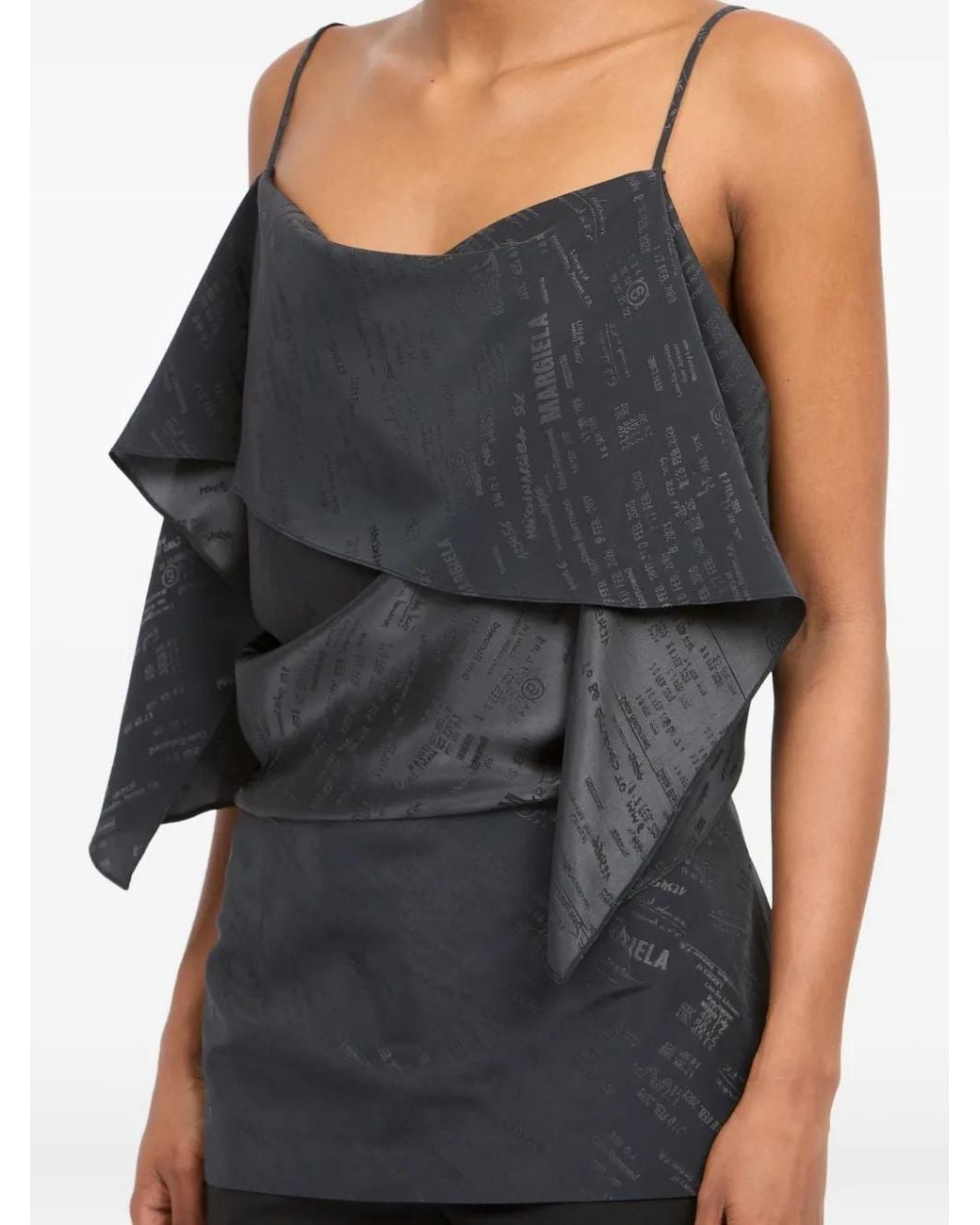MM6 by Maison Margiela Black Ruffled Open Back Top