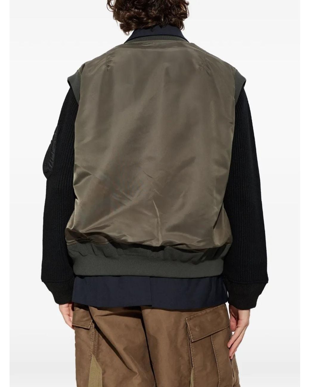 Sacai Green Layered Hybrid Vest for men