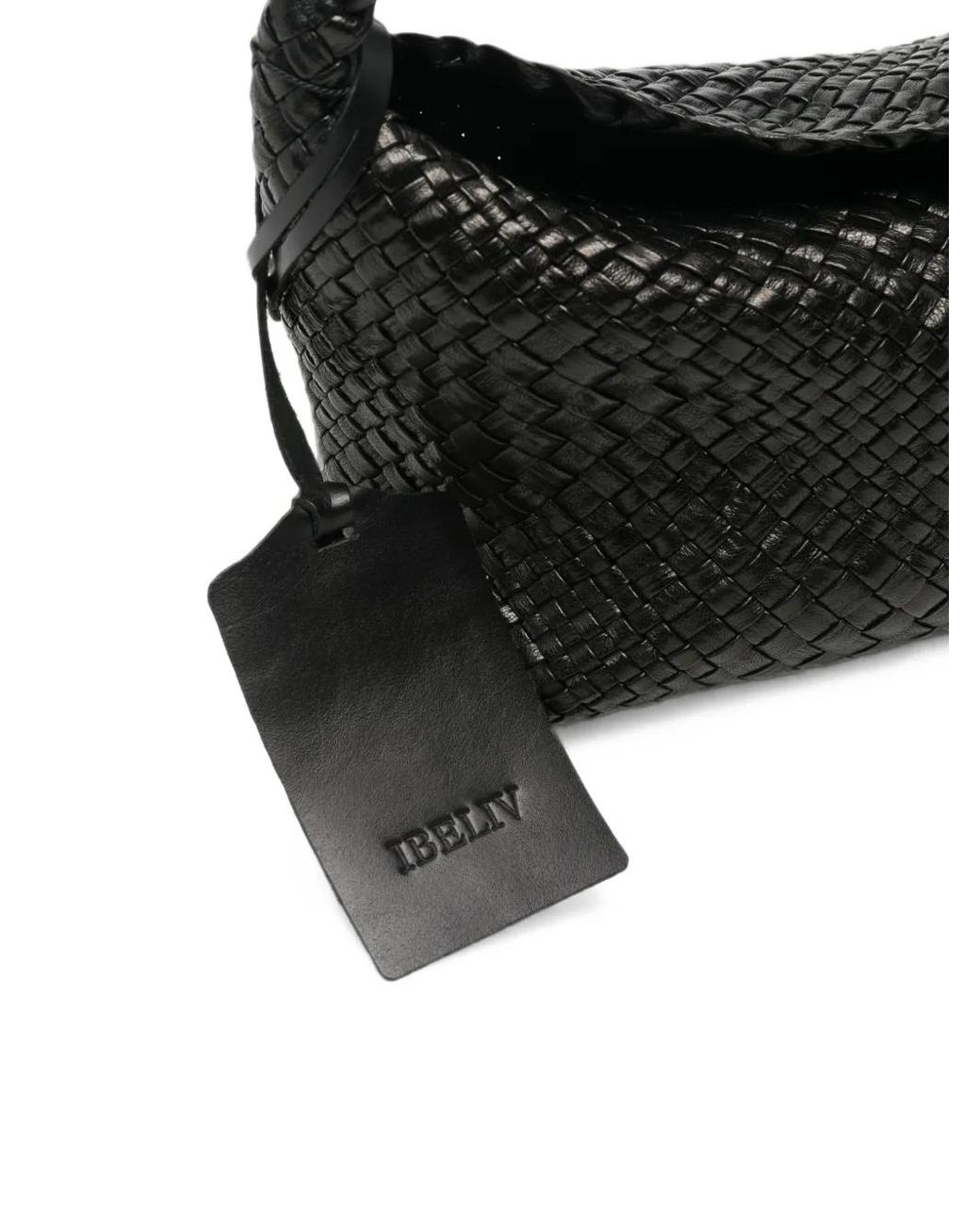 IBELIV Black Aura Woven-Leather Tote Bag