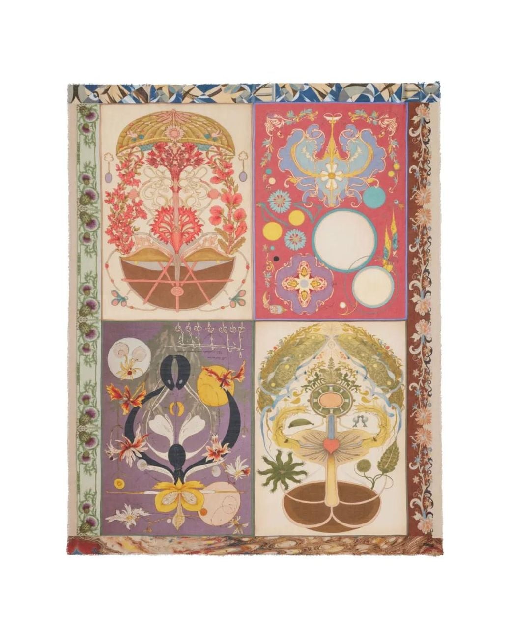 Faliero Sarti Pink Marta Graphic-Print Frayed Scarf