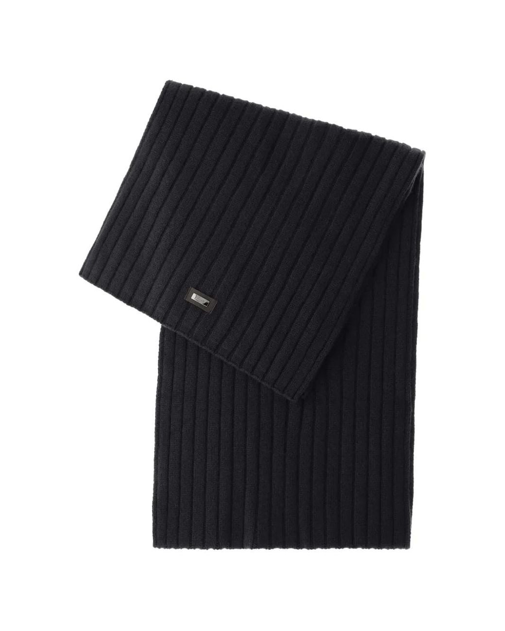 Herno Black Écharpe En Cachemire À Design Côtelé for men