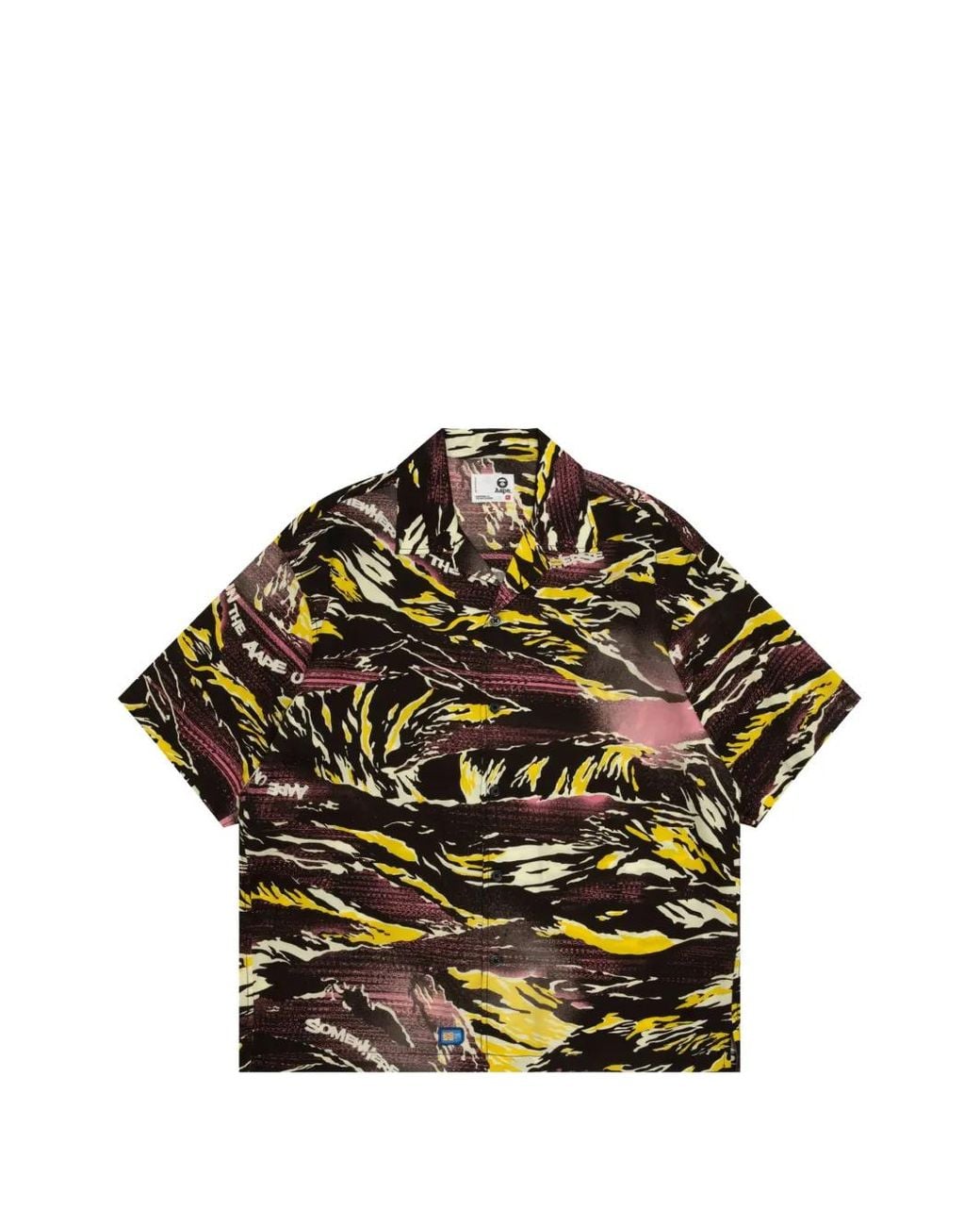 Aape By A Bathing Ape Black Chemise Imprimée À Manches Courtes for men