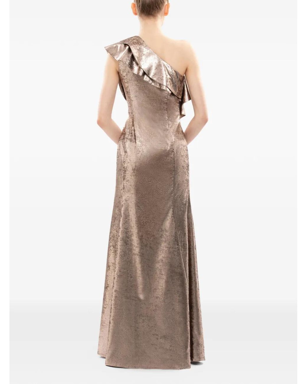 Saiid Kobeisy Natural Embellished One-Shoulder Maxi Dress