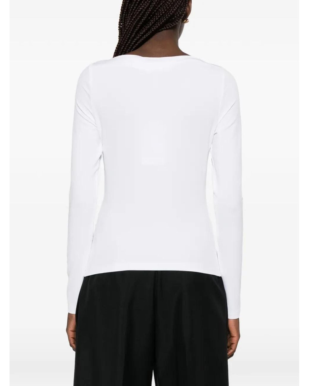 Max Mara White Ruched Boat-Neck Top