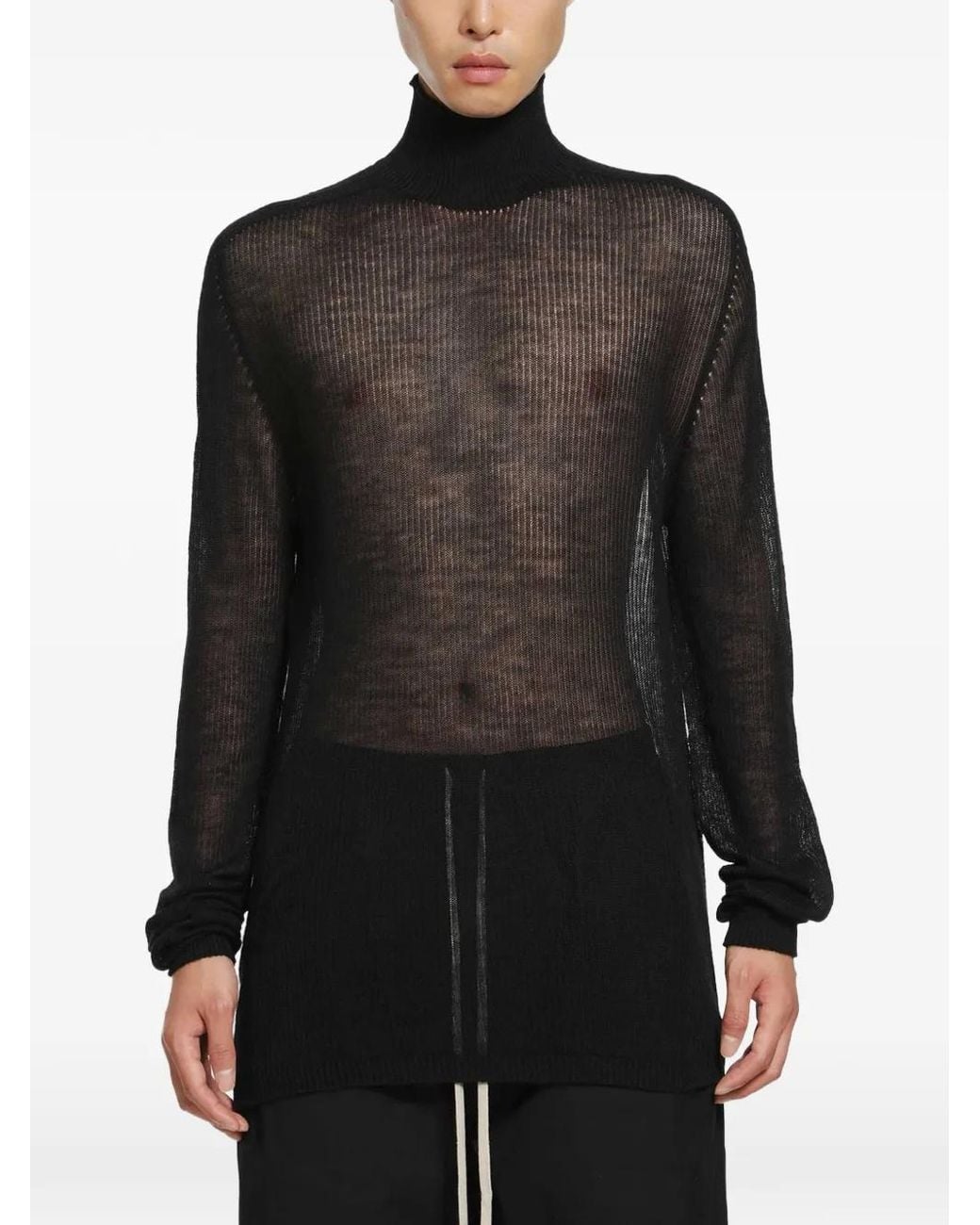Rick Owens Black Oversized Turtle Sweater for men