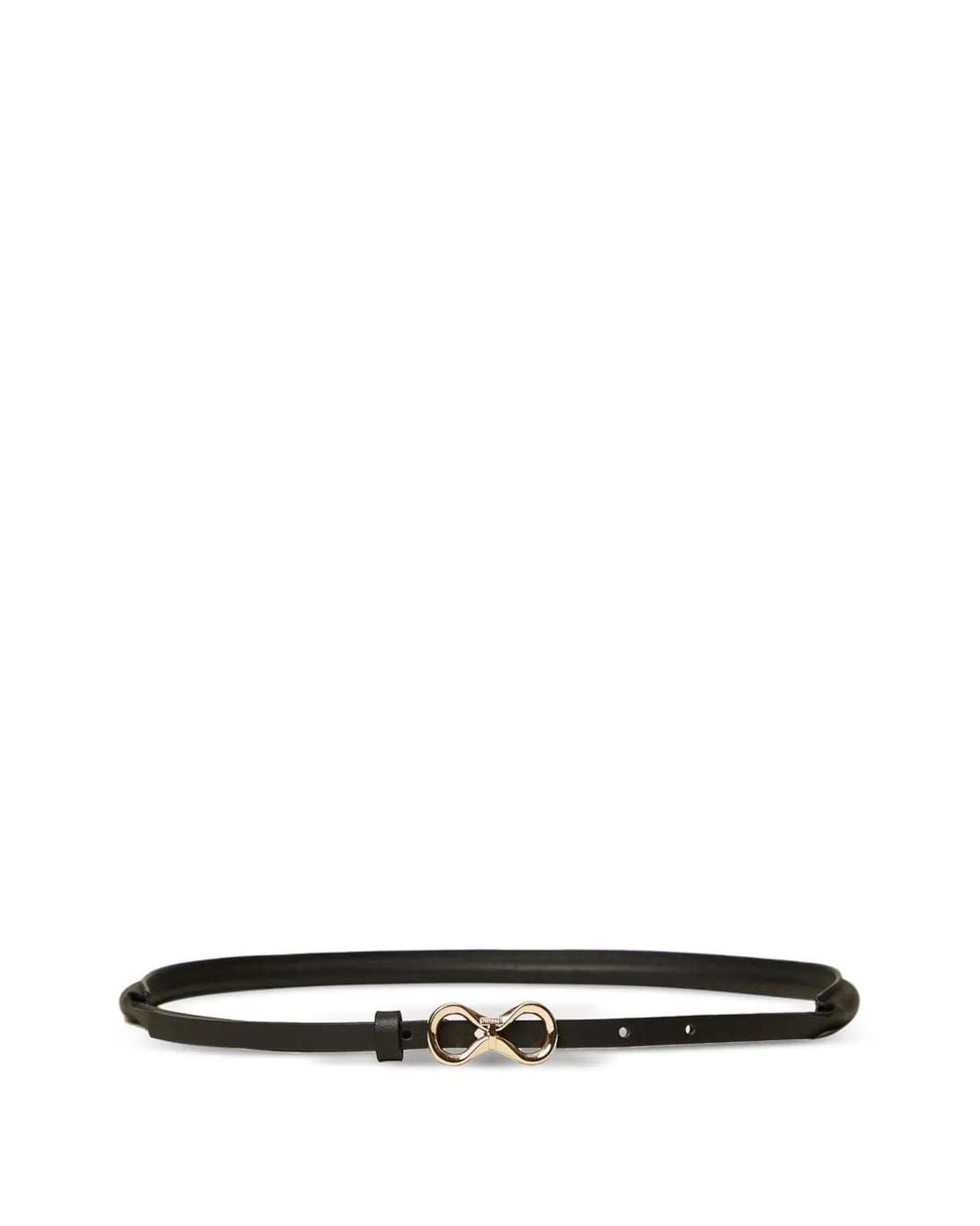Twinset White Leather Belt With Logo Buckle