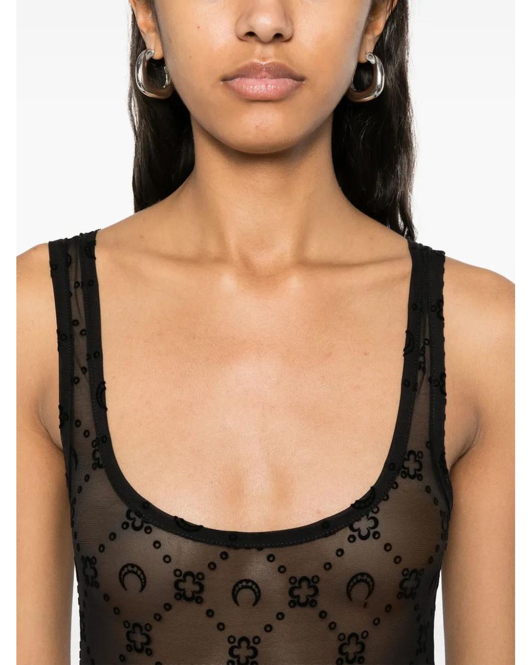 MARINE SERRE Black Bodysuits