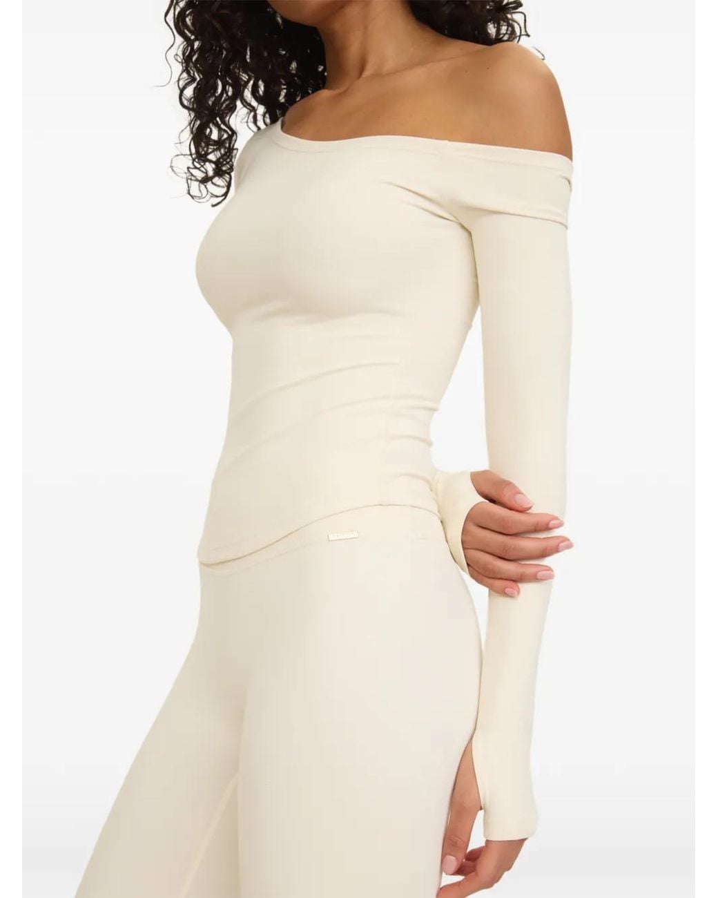AMADAWEAR White Sabrina Asymmetric Top