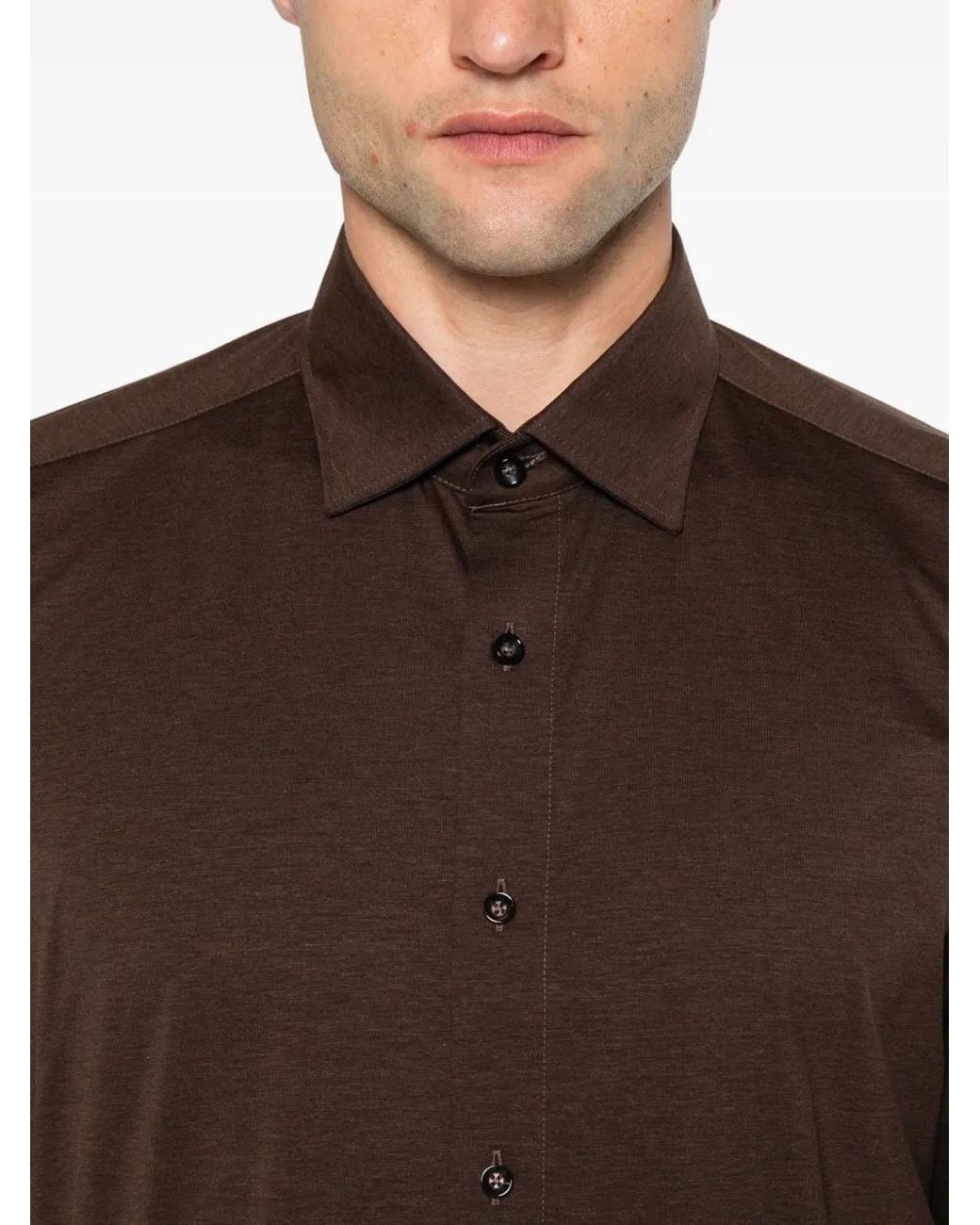 Olymp Brown Long-Sleeve Button-Down Shirt for men